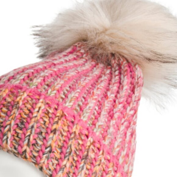 NEW STILESTRO Made In Italy Vertical Striped Beanie fuchsia for women 163tn - Picture 3 of 6